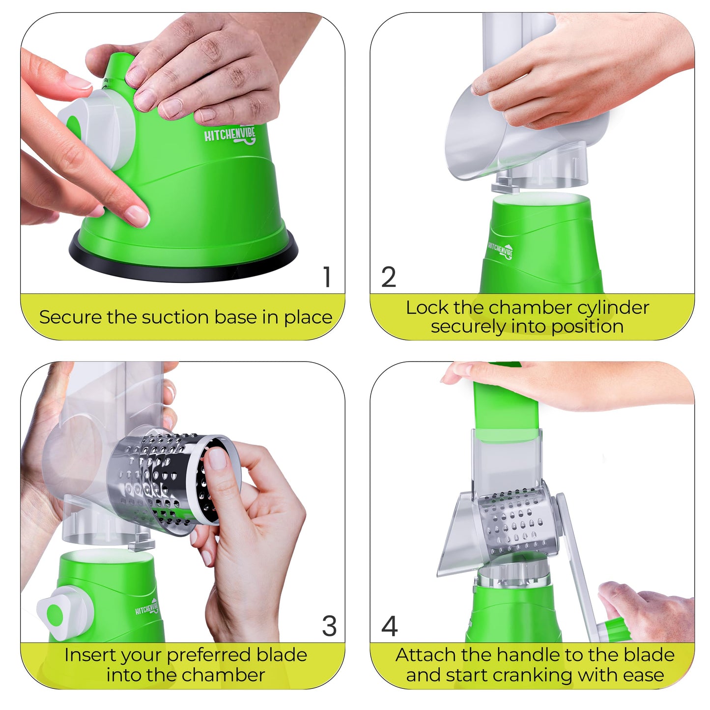 3-in-1 Rotary Drum Grater & Vegetable Slicer – Fast, Safe & Effortless Food Prep