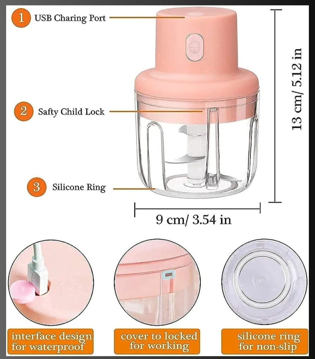 Wireless Mini Food Chopper 250ml – Cordless Electric Vegetable & Garlic Cutter | Fast Kitchen Gadget