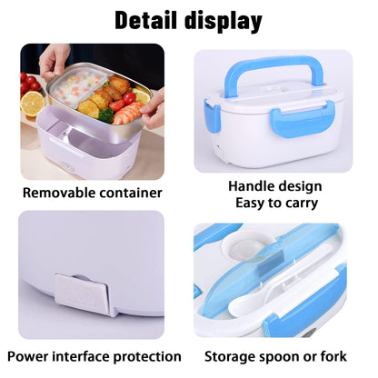 Portable Electric Heated Lunch Box | Fast Food Warmer for Car, Office & Travel