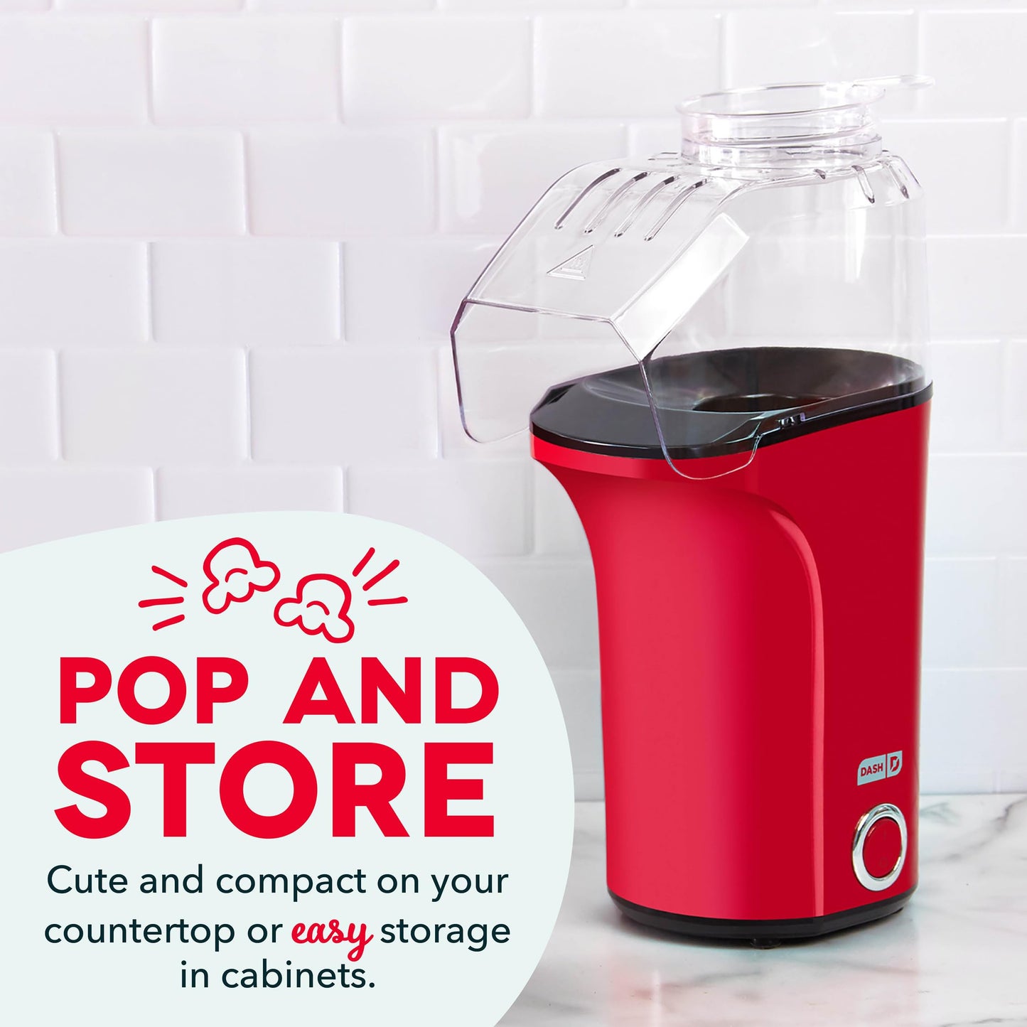 Mini Popcorn Machine – Fresh Hot Air Popcorn Maker in 3 Minutes | Healthy Oil-Free Snack Maker