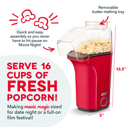 Mini Popcorn Machine – Fresh Hot Air Popcorn Maker in 3 Minutes | Healthy Oil-Free Snack Maker