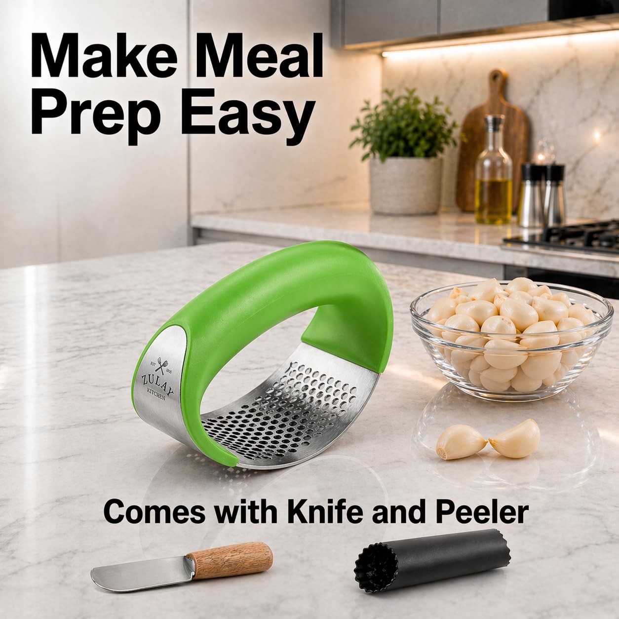 Crush Garlic in Seconds™ | Premium Stainless Steel Garlic Press & Ginger Mincer
