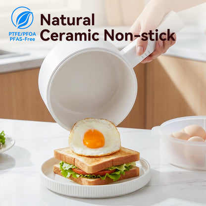 Electric Hot Pot 1.5L with Steamer – Portable Multi-Cooker for Noodles, Soup, Eggs & Quick Meals | Fast Heating Non-Stick Pot
