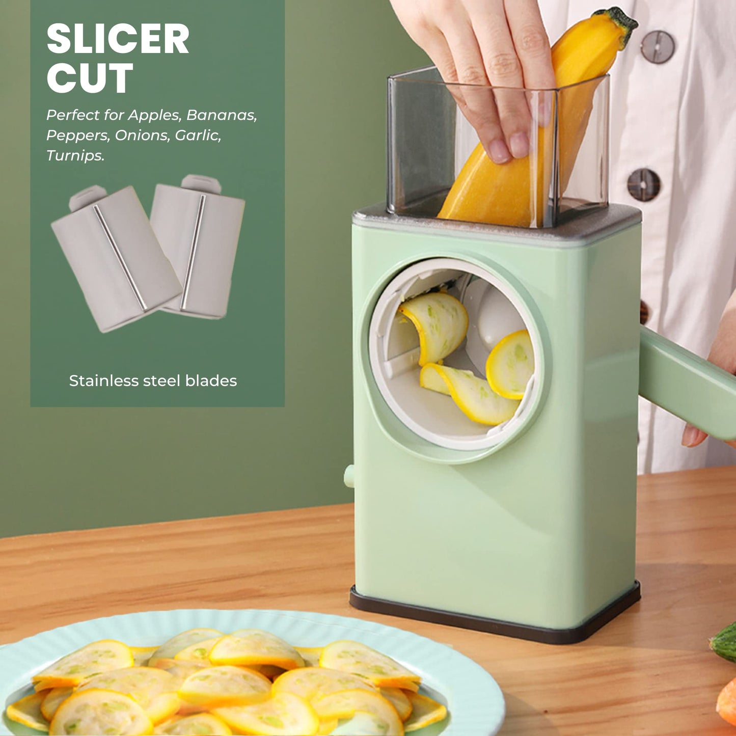 3-in-1 Vegetable Cutter | Stainless Steel Mandoline Slicer & Grater | Kitchen Chopper Tool