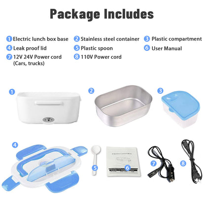 Portable Electric Heated Lunch Box | Fast Food Warmer for Car, Office & Travel