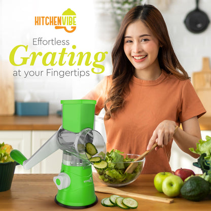 3-in-1 Rotary Drum Grater & Vegetable Slicer – Fast, Safe & Effortless Food Prep