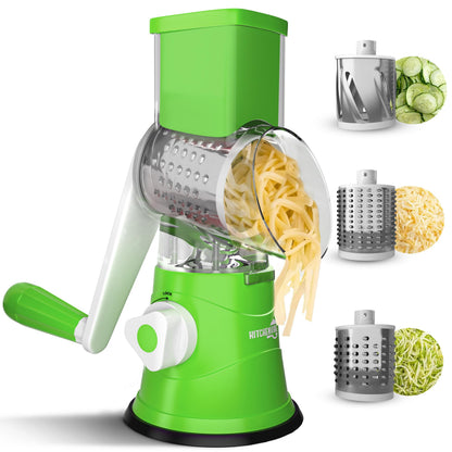 3-in-1 Rotary Drum Grater & Vegetable Slicer – Fast, Safe & Effortless Food Prep