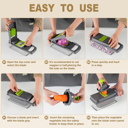 Premium 8-in-1 Vegetable Cutter Chopper & Slicer | Fast Kitchen Food Prep Tool